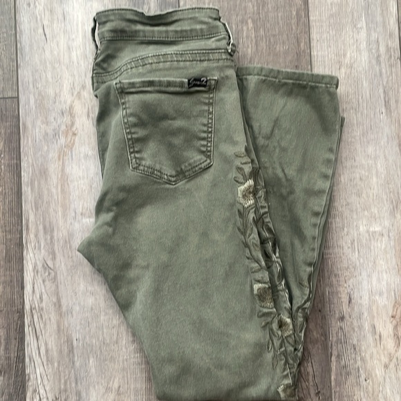 Seven7 Green Embroidered Skinny Jeans - Picture 4 of 4